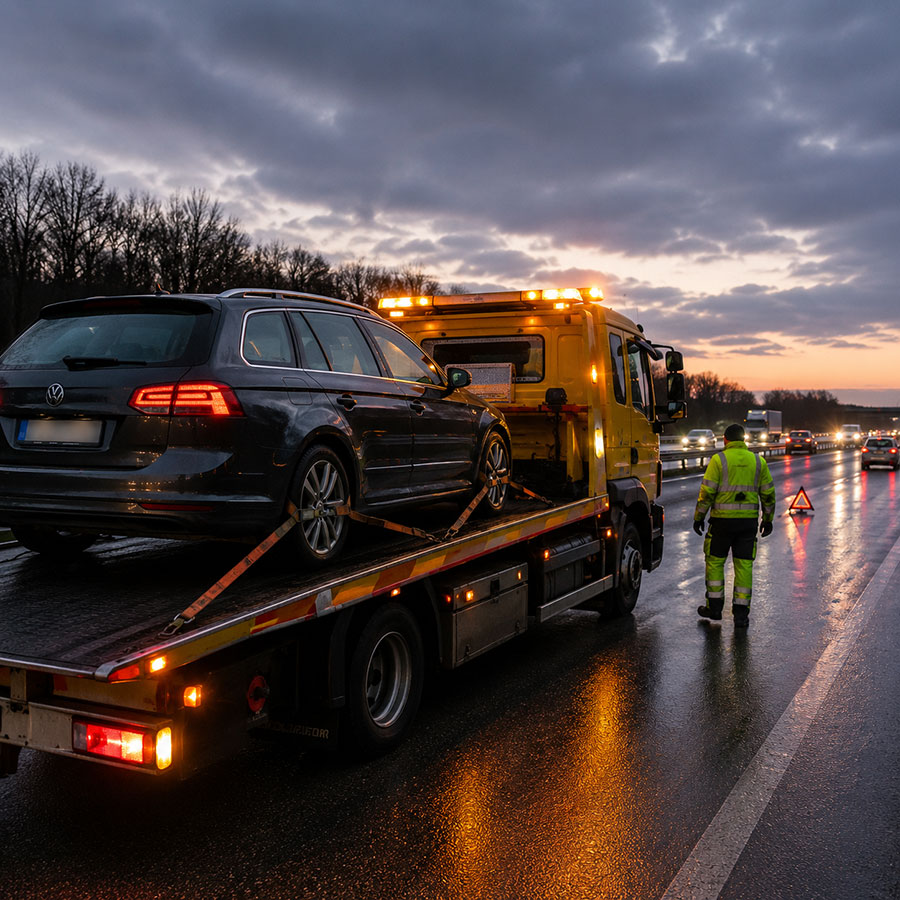 Fahrzeugbergung und Werkstatttransport auf der B5