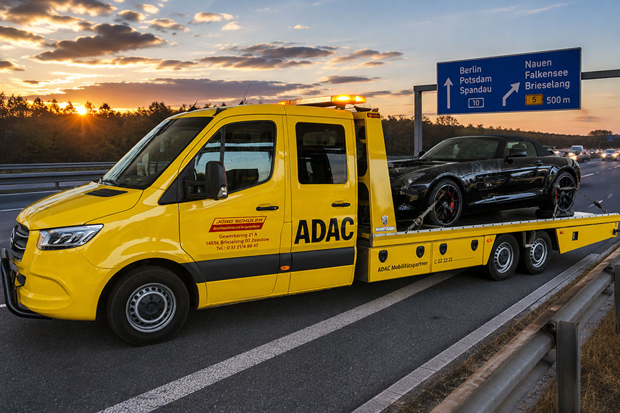 Abschleppdienst auf der A10 bei Brieselang