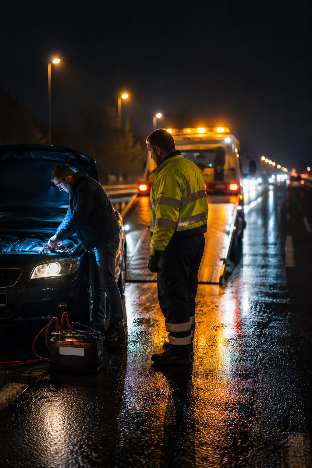 Spezial-Abschleppwagen führt Werkstatttransport nach Fahrwerksschaden durch