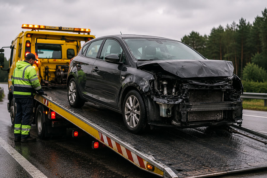 Beschädigtes Fahrzeug nach Unfall
