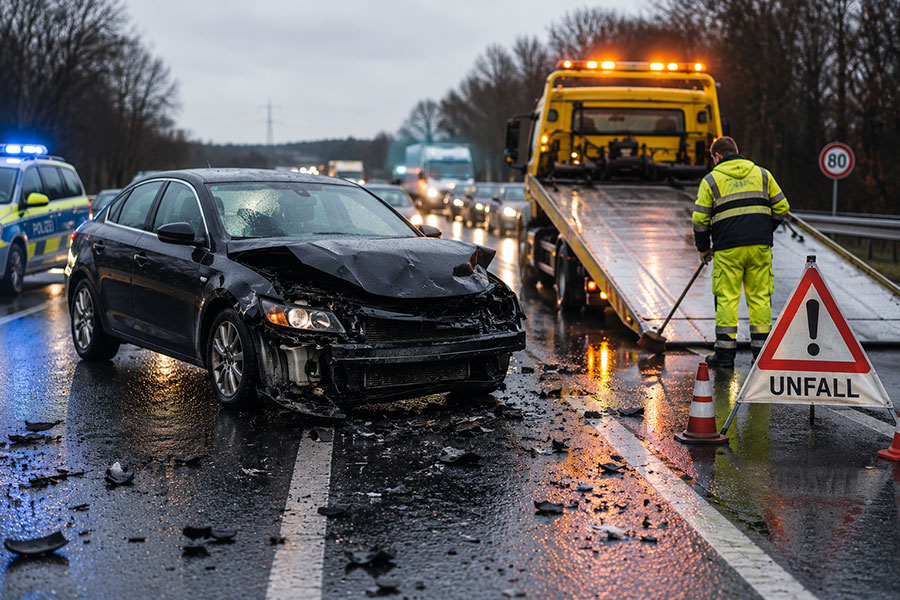 Blockierte Unfallstelle