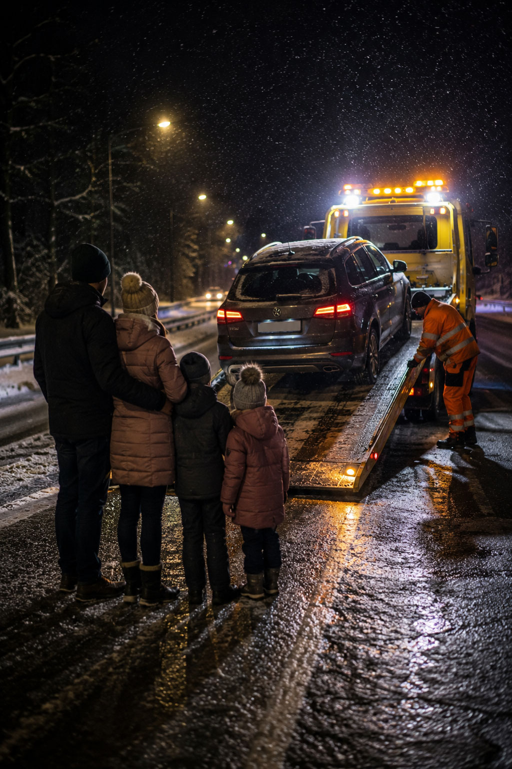 Spezial-Abschleppwagen bei der Bergung eines blockierten Fahrzeugs