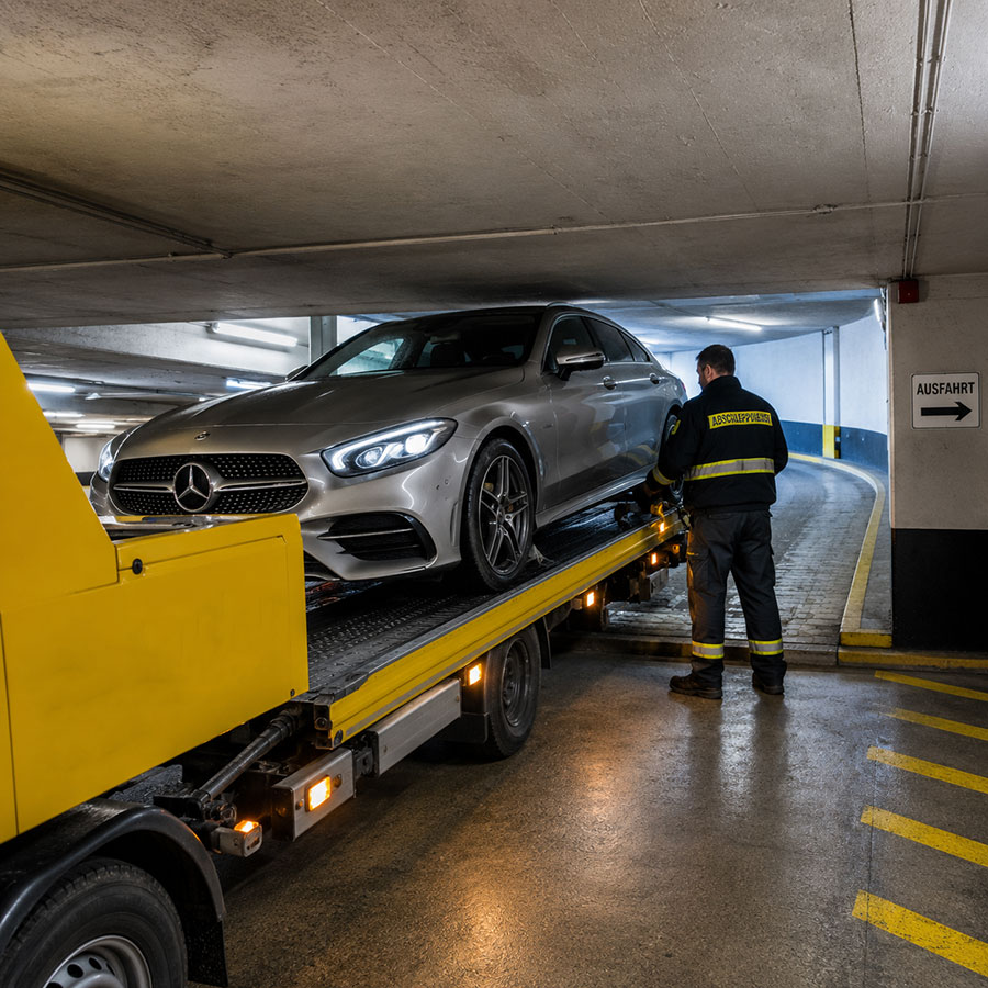 Fahrzeugbergung aus einer Tiefgarage