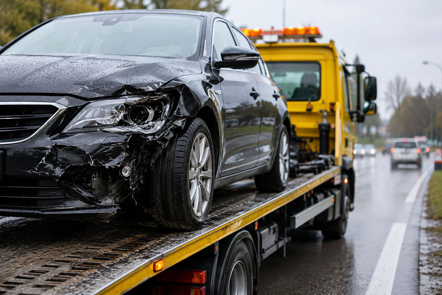 Unfallfahrzeug abschleppen
